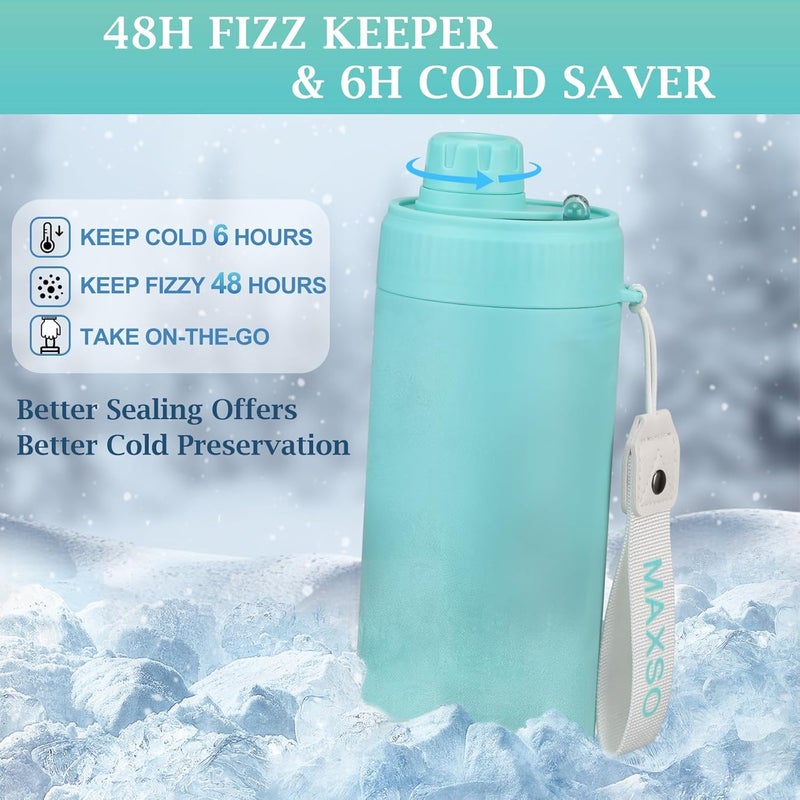 Max&So Sealed Can Cooler Fizz Lid Can Cover for 12 oz Regular, Slim Skinny Cans & As Thermal Bottle, 4-in-1 Insulated Vacuum Stainless Steel Carbonated Cold Drink Holder - Turquoise - Image 5